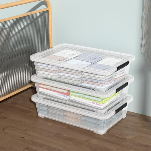 Rosebloom 40 Quart Clear Plastic Underbed Storage Bins with Lid, 3 Packs - Image 4
