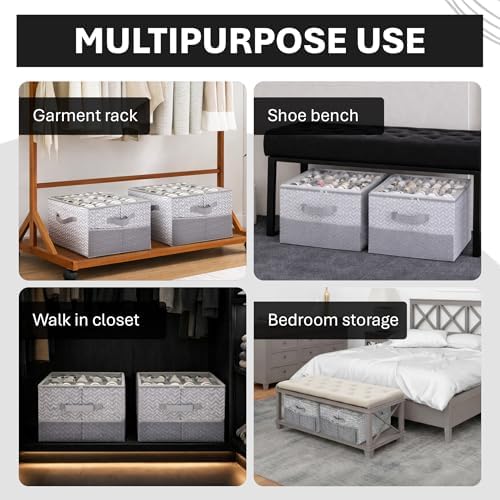 ALCOVA 2-Pack Shoe Organizer for Closet, 32 Pairs, Clear Lid - Gray - Image 6