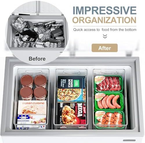 Heyuzb 16 PACK Freezer Organizer Bins Fridge Organizers and Storage Stackable Refrigerator Organizers Bins with Side Handles Clear Storage Bins for Pantry, Under Sink, Kitchen Cabinet - Image 2
