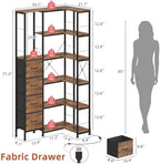 AFLUI 6-Tier Corner Bookshelf with LED and 4 Fabric Drawers - Image 2