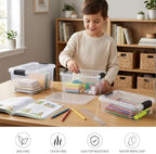 Superio 1.4 Quart Mini Clear Plastic Storage Container with Lid, Stackable Small Organizer Box for Crayons, Art Supplies, Beads, Sewing, Stationery & Food Storage, 36 Pack - Image 4