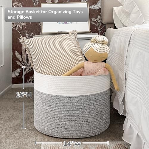 Goodpick Woven Blanket Basket Living Room, Toy Bin for Playroom, 45L - Image 3