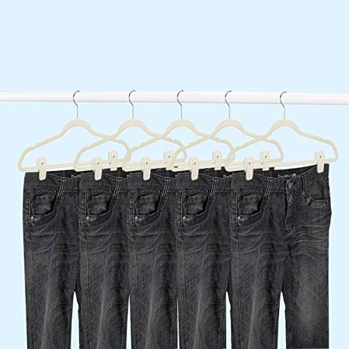 TOFIIGREM Beige Velvet Hanger Clips 60 PCS, Non-Slip Velvet Clip Work Perfectly for Ivory/Beige Velvet Hangers, Pant Skirt Hanger Velvet Clips Fit for Velvet Clothes Hangers - Image 6