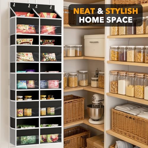 SpaceAid Extra Large Over The Door Organizer with 10 Large Pockets and 10 Mesh Side Pockets, 5 Layers Door Organizer Hanging with Clear Window for Bedroom, Bathroom, Pantry and Nursery, Black - Image 4