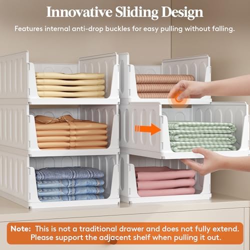 Lifewit Stacking Closet Organizers Shelf for Clothes 6 Pack 16.1" Depth - Image 3