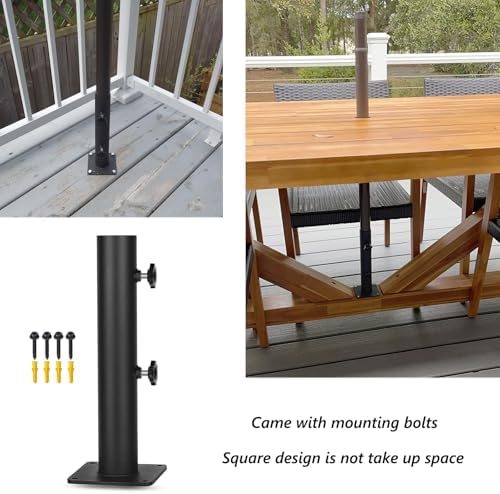 Patio Umbrella Base Heavy Duty Umbrella Holder Outdoor Umbrella Base Stand Mount Double Hand-Turn Knob for Deck,Patio, Dock,Boat,Courtyard Balcony,Garden,Pontoons,Picnic Table - Image 5