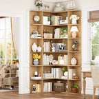 FOTOSOK 72" Tall Corner Bookshelf, 6-Tier Bookshelf and Bookcase, Natural - Image 3