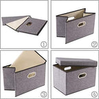 PRANDOM Collapsible Storage Containers with Lids [5-Pack] Linen Fabric Foldable Storage Bins Boxes Organizer Baskets Cube with Cover for Home Bedroom Closet Office Nursery (14.9x9.8x9.8) - Image 6