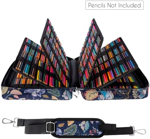 YOUSHARES Big Capacity Colored Pencil Case - 480 Slots large Pen Case Organizer with Multilayer Holder for Prismacolor Colored Pencils & Gel Pen (Retro Flower) - Image 3