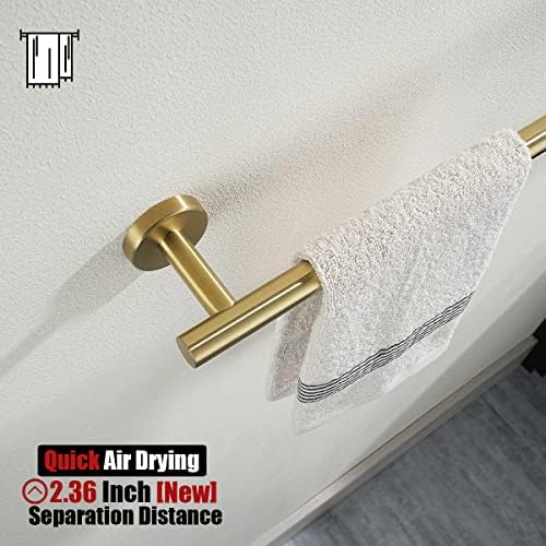 JQK Bath Towel Bar Brushed Gold, 18 Inch 304 Stainless Steel Thicken 0.8mm Towel Rack Bathroom, Towel Holder Wall Mount, Total Length 20.47 Inch TB110L18-BG - Image 6