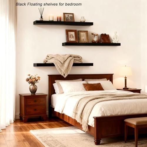 ROGMARS Black Wooden Floating Shelves for Wall 36 Inches Long - Image 4