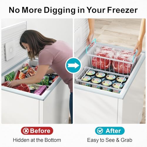 iSPECLE Freezer Organizer Bins - Small Storage Baskets for 7 Cu.Ft, 4 Pack - Image 3
