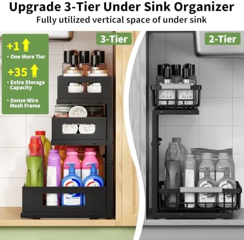 Under Sink Organizer,3-Tier Heavy Duty Pull out Cabinet Organizer Shelf - Image 2