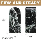 Koville Italian Natural Marble Bookends for Shelves, Decorative Book Ends, 7lbs Heavy-Duty Marble Book Holders, Bookshelf Apartment Decor for Normal Books/CD/Video Games(Verde Remeggiato) - Image 2