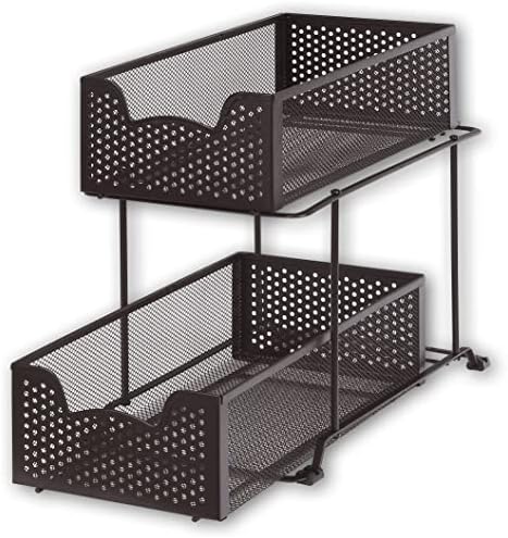 Simple Houseware 2 Tier Sliding Cabinet Basket Organizer Drawer, Bronze - Image 5