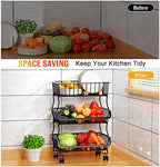 Gsiekare Fruit Vegetable Basket for Kitchen, 4 Tier Stackable Metal Wire Storage Basket Organizer Baskets with Rolling Wheels, Utility Rack for Kitchen, Pantry, Bathroom - Image 7