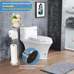 Exilon Toilet Paper Holder Stand for Bathroom Floor Freestanding Toilet Roll Dispenser Storages 4 Reserve Rolls, with Top Storage Shelf for Cell Phone (Brushed Nickel) - Image 4