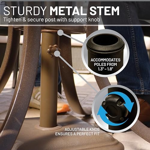 US Weight 26lb Outdoor Umbrella Base - Use with Patio Table - Bronze - Image 3
