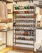 9-Tier Freestanding Shoe Rack, Metal Shoe Shelf Holds 36 Pairs by Stelhold