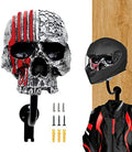 Motorcycle Helmet Rack Wall Mount,Red Skull Helmet Holder Wall Mount with Hooks Helmet Hanger for Coats, Caps, Baseballs and Rugby Helmet,Motorcycle Accessories by Tooyuart