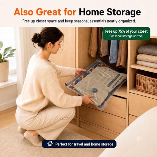 16 Pack Vacuum Storage Bags with 6000Pa Cordless Electric Pump, Vacuum Seal Bags for Clothing, Blankets, Bedding & Comforters, 4 Sizes Including Jumbo - Image 5