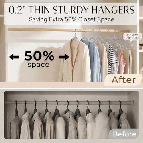 SMARTOR Plastic Hangers 50 Pack, Thin Hangers with 360° Swivel Hook - Image 3