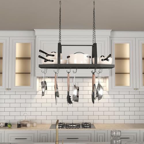 Hexagon Ceiling Pot Rack Hanging Pan Rack Hanging with 15 Hooks - Image 6