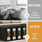 6 Pack Foldable Bed Sheets Set Organizers and Storage(King & Queen Size),Linen Fabric Closet Organizers with Window,Folding Bedding Storage Box for Bedsheets and Pillow Cube Organizer-Black - Image 2