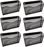 YBM HOME Mesh Wall Mount File Organizer Holder for Home and Office, Single Pocket Hanging File Holder for Folders, Documents, Letters, and Magazines, Black 6 Pack by YBMHome