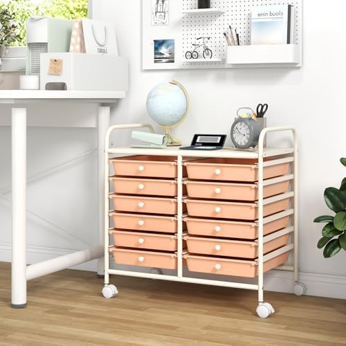 COSTWAY 12-Drawer Rolling Storage Cart, Utility Storage Organizer Cart - Image 2