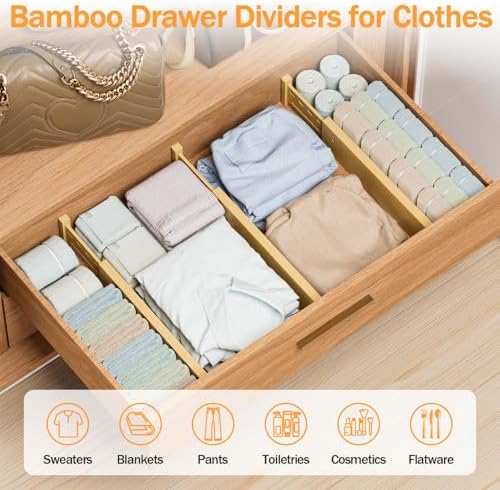 Bamboo Drawer Dividers, 4" High Drawer Organizers for Clothes/Utensils - Image 4