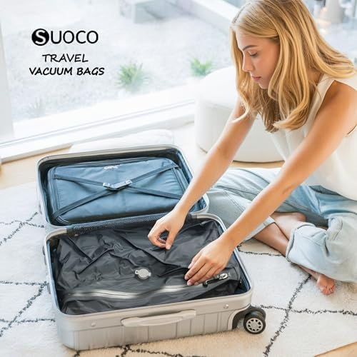SUOCO Travel Pack Vacuum Kit, Vacuum Seal Bags for Clothing Travel with Cordless Pump, Carry-on Size Compression Packing Cubes for Luggage Suitcase Backpack, 4 Small - Image 6