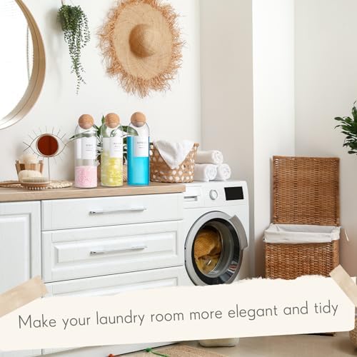 3 Pcs 50.7 oz Glass Laundry Detergent Dispenser with Cork Lids - Image 4