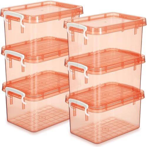 Wenqik 6 Pack Colorful Plastic Storage Bins with Lids, Orange by Wenqik