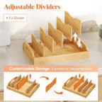 Lifewit Bamboo Lid Organizers for Inside Cabinet with 6 Sections - Image 3