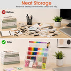 Acrylic Pen Pencil Holder for Desk With 25 Compartment Desk Organizers and Accessories,Durable Material Can Hold Pen Brush Cosmetic Scissor Clip Tape staplers Fit Home Office School(5 Tier) - Image 4