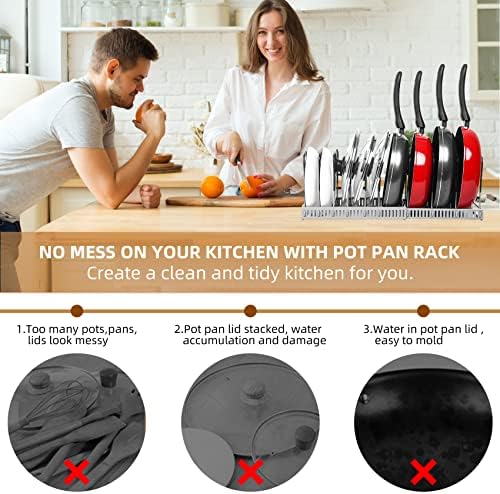 ROOHUA Pot and Pan Lid Organizer Rack for Under Cabinet, Grey - Image 3