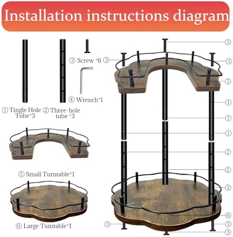 2 Tier Lazy Susan Organizer,2-Tier Spinning Spice Rack with Stable Carousel Base & 4 Height Settings for Cupboard Kitchen Countertop Dining Table Cupboard (Petal Shape) - Image 4