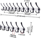 Dseap Coat Rack Wall Mount - 38” Long 10-Tri-Hooks Heavy Duty Coat Hanger Rail Wall Hooks for Hanging Coats Hats Clothing Clothes Purse Mudroom Entryway, White/Black, Pack of 2 - Image 2