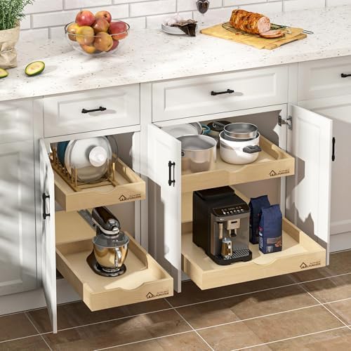 WelFurGeer Soft Close Pull Out Drawers for Kitchen Cabinets, 32" W x 21" D Pull Out Cabinet Organizer, Heavy-Duty Cabinet Organizer, Space-Saving Pullout Drawer for Home & Kitchen Organization - Image 2