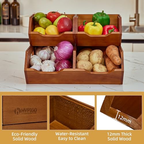HYPIGO Wood Pantry Organizers and Storage, Stackable Wood Storage Bins - Image 6
