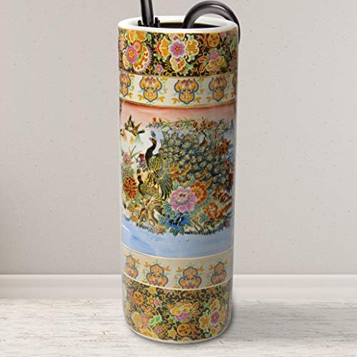 Red Lantern 24" Satsuma Peacock Porcelain Umbrella Stand - Image 6