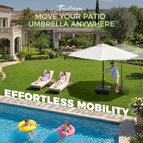 FRUITEAM 155 LBS Fillable Mobile Umbrella Base with Wheels - Image 2