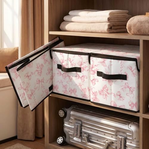 Stackable Storage Bins with Lids,Closet Organizers Fabric Box for Home and Office,Blanket Clothes Organizers,Under Bed Storage Containers 3 Pack - Image 5