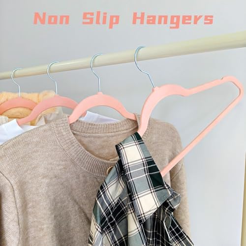 Pink Velvet Hangers 60 Pack, Adult Hangers Anti-Slip Slim Space Saving Hangers with 360° Swivel Hook, 17.5 Inch Clothes Hangers for Coats,Sweater,Jackets,Dresses, Shirts, Suits & T-Shirts - Image 2