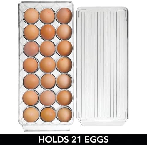 iDesign Clear Plastic Egg Holder for Fridge with Lid, 2-Pack - Image 4