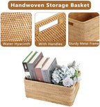 Hipiwe Woven Rattan Basket Natural Wicker Storage Basket Box with Handles - Image 6