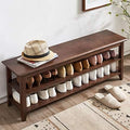 XKZG Shoe Rack Bench Wooden Shoe Storage Bench Entryway Bench, Brown, 47.2" by XKZG
