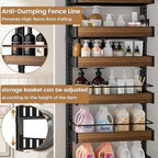 POKIPO 6 Tier Over The Door Pantry Organizer, 2-in-1 Door Hanging or Wall Mounted Spice Rack, Large Heavy Duty Pantry Door Storage Seasoning Shelves with Adjustable Basket for Kitchen Bathroom Closet - Image 4