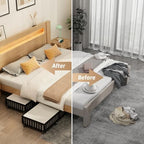 2 Pack Large Bamboo Under Bed Storage Containers with Wheels, Black - Image 5